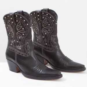 Cole Haan Black Studded Cowgirl Boots